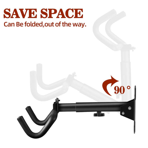 Adjustable Bike Wall Mount Rack For Garage Storage Horizontal Bike Hanger With 8.9 To 12.5 In Arm Angles showing foldable design