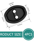 Four Piece Soft Silicone Door Latch Covers Featuring Self Adhesive Anti Rust Guards And Whisper Quiet Shutdown For Easy Car Truck Suv Fixes And Street Cred In Matte Black with size dimensions shown.