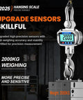 Heavy Duty Hanging Crane Scale 11000 Lbs 5T With Remote Control And LCD Display Measures Temperature And Humidity in industrial use.