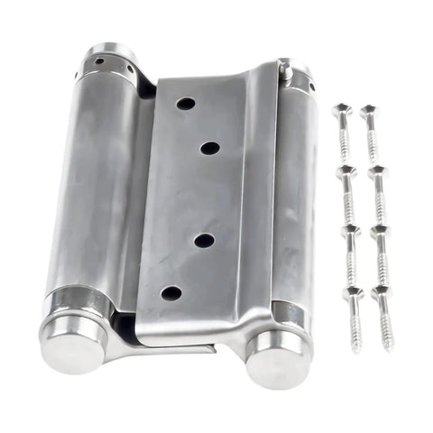 Stainless steel rotating concealed cabinet hinge with screws, part of Rotating Concealed Cabinet Hinges 10 Piece Set