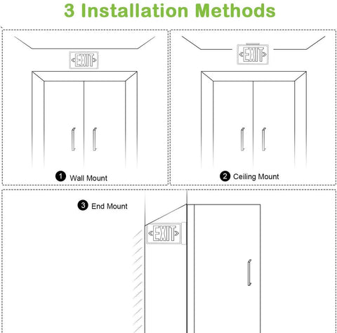 Lit Ultra Slim LED Exit Sign Dual Face 2 Pack Red Letter Emergency Exit Lights 120V-277V wall, ceiling, end mount illustration