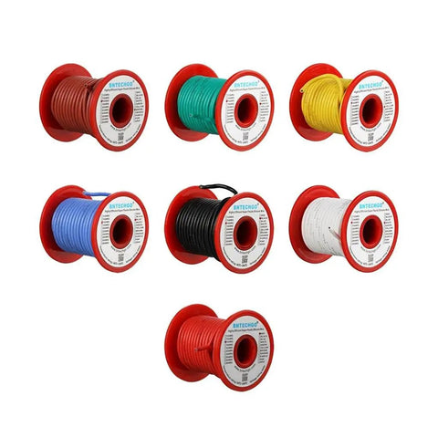 16 Gauge Silicone Wire Kit Pack With 7 Colors, 50 Feet Each, Ultra Flexible 16 AWG stranded tinned copper wire spools