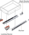 Diagram of Full Extension 20 Inch Drawer Slides Six Pairs Side Mount With Metal Ball Bearing Rails Heavy Duty 100 Lb Load Capacity.