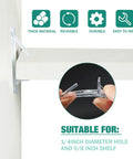 Self Locking Shelf Pins 5mm Plastic Pegs demonstration with 1/4 inch hole and 5/8 inch shelf supports, easy install.