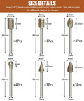 Diamond Drill Grinding Bit Set For Rotary Tools Polishing Kit with size and shape details of 1/8 inch shank bits.