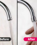 Comparison of water flow before and after installing Heavy Duty Four Pack Bathroom Sink Aerator Made Of Premium Solid Brass And Stainless Steel.