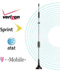 Premium LTE Cellular Antenna With A Tough Magnetic Mount And Extra Long Three Meter Cable Built For Verizon ATT TMobile Routers with logos