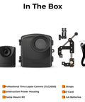 Hella Rugged Construction Time Lapse Camera Bundle With 1080p Waterproof Housing And Clamping Mount Setup Once Forget About It Job Site Security Surveillance Recorder Crushing Years Of Progress Legit Game Changer For Crews, showing camera, waterproof housing, clamp mount kit.