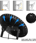 Back view of UFO LED High Bay Lights 6 Pack 300W 30000LM with adjustable mount and cooling system for warehouse shops.