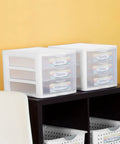4 Pack 3 Drawer Stackable Plastic Organizer With Drawers White Frame Go To Countertop Storage Solution For Office Supplies Craft Rooms