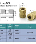 Brass Knurled Insert Nuts Metric Thread For DIY Projects Plus 25pc Assortment M2.5 M3 dimensions and specifications illustration