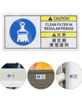 Weather Resistant Filter Maintenance Alert Label Sticker For Industrial Equipment White PET Machinery Decal