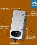 Compact Tankless Instant Electric Water Heater 3000W 110V Gotta Have Quick Hot Water This Tight Saver Mounts Under Sinks showing waterproof design and touch-control panel.