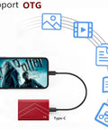 External SSD USB 3.1 Type C High Speed Drive With 540 MB Per Second Read And 500 MB Per Second Write, OTG connection to phone