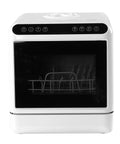 Smooth Operator Compact Countertop Mini Dishwasher Built In Tank No Plumbing Headaches Apartment Approved Rv Ready Plug And Go Quick Air Dry For Dorms And Renters front view showcasing control panel and interior.