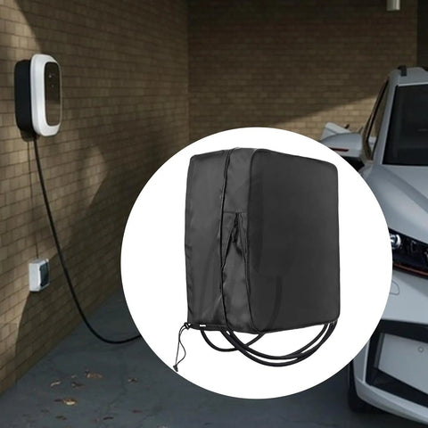 Tough As Nails EV Charger Cover For Wall Mounted Charging Stations Made From High Density Oxford Cloth in black.