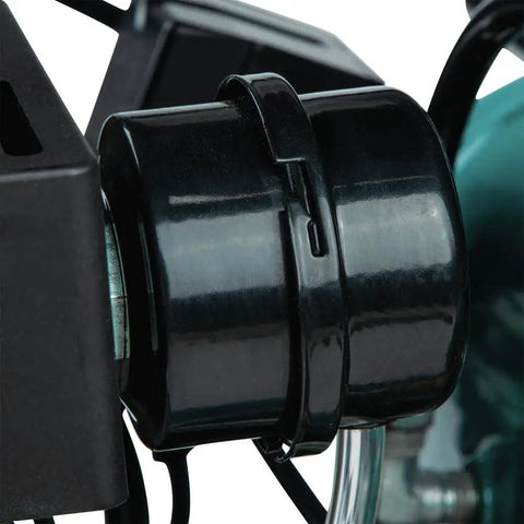 Close-up of Built Tough One Point Five Horsepower Three Gallon Oil Free Electric Air Compressor showcasing durable motor components.
