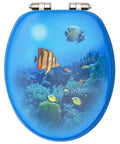 Top Shelf Soft Close Toilet Seat Pair Built Different With Dense MDF Boards And Deep Sea Pattern, 42.5cm, blue sea design.