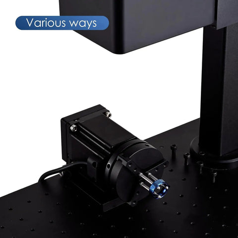 D70 Pro-Grade Rotary Axis Attachment for Fiber Laser Engravers with 70mm rotating shaft on a black base for versatile engraving