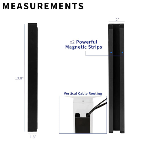 Steel Magnetic 14 Inch Cable Management Channel For Under Desk Legs No Drill Cord Organizer For Home Office Black Finish