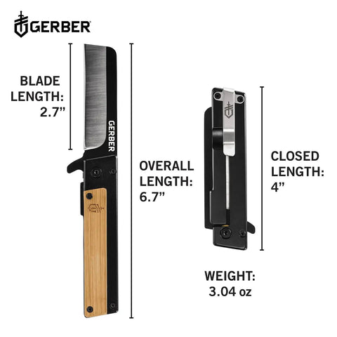 Quadrant Clip Folding Knife With Bamboo Handle, 2.7 Inch Stainless Plain Edge Blade, Flipper Opening, Frame Lock, Pocket Clip, Go-To EDC