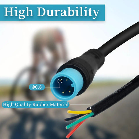 Rugged Go-To Ebike Extension Cable 2Pin 3Pin 4Pin 5Pin 6Pin Waterproof Plug Kit With Single Connector, 120cm Length, Compatible With Throttle, Motor, Brakes, Brake Sensors, Display And Other Ebike Parts