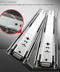 Heavy Duty Lockable Drawer Slides Full Extension Ball Bearing Zinc Coated Rails Rust Proof Glide for durable cabinet use.