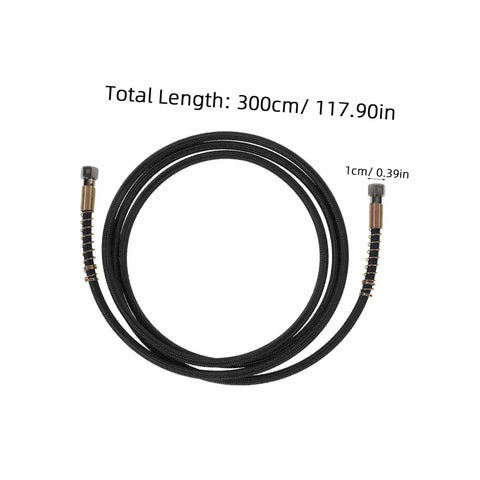 Pro Grade Heavy Duty Steam Hose For Steam Iron Replacement, 300cm length with heat-resistant black construction