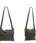 Waxed Canvas Bushcraft Messenger Bag 16oz Durable Haversack With Pocket For Gardening And Camping Antique Olive front and side view