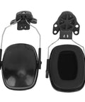 Top Tier Hard Hat Ear Muffs With Heavy Duty Cushioning Breathable Seals Designed To Kick Back Excess Site Noise Built Tough For Oil Crew And Construction Workers Super Comfy For All Day Use 2 Pack - black earmuffs with foam lining, side view