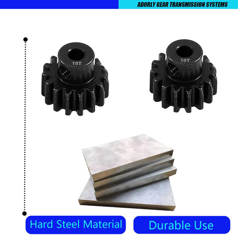 2 Pack 15 Tooth Pinion Gear 32 Pitch Hardened Steel CNC Machined Upgrade For RC Cars And Trucks 15T Pinion Compatible With TRX4