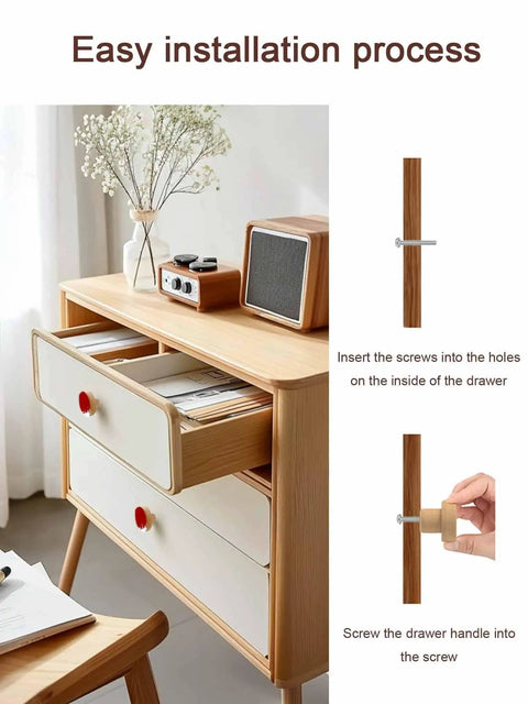 Easy installation process for Top Tier Beech Wood Cabinet Knobs Round Drawer Pulls One Point Four Inch on a dresser.
