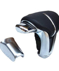 Must Have Car Shift Knob Repair Kit With Premium Leather Wrap For 2017 To 2021 Models Like Honda Civic. Fits Part Numbers 54131 TLA L63 And L41 Easily. Close-up black leather automatic shift knob cover with chrome trim