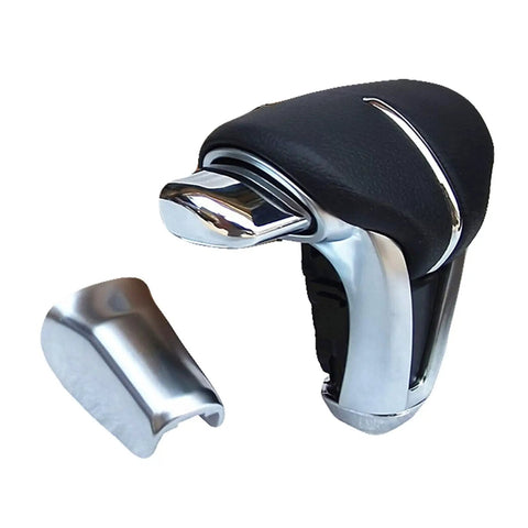 Must Have Car Shift Knob Repair Kit With Premium Leather Wrap For 2017 To 2021 Models Like Honda Civic. Fits Part Numbers 54131 TLA L63 And L41 Easily. Close-up black leather automatic shift knob cover with chrome trim