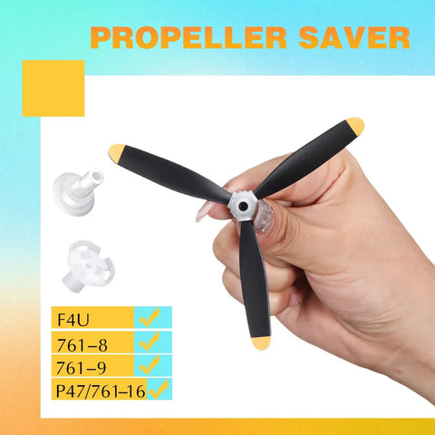Hand holding 3-blade propeller for remote control aircraft, with adapters, compatible with F4U T28 P47, 400mm durable and easy to swap