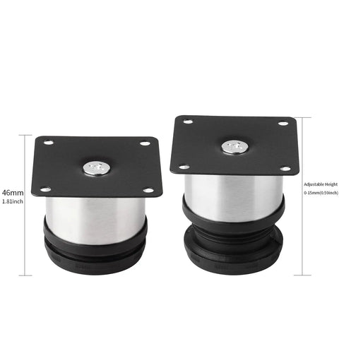 Adjustable Stainless Steel Round Furniture Feet Set Of 4 For DIY Cabinets, Tables, Shelves And Sofas, Silver And Black, Height Adjustable