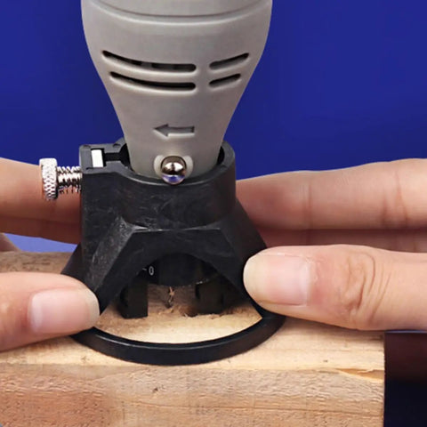 Get These Hella Sweet 2 Piece Mini Rotary Tool Locators Made From Tough Black Plastic To Keep Your Die Grinders And Masonry Bits Locked In Place With Precision For Any Crazy Grinding Session, showing a rotary tool holder in use.