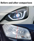 Before and after image using 38 Piece Car Headlight Restoration Kit For Your Ride With 3 Inch Polishing Discs And Sanding Discs