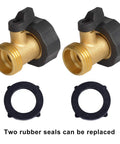 Heavy Duty Brass Shut Off Valves For Garden Hose Connectors With Extra Rubber Seals Three Quarters Inch FNH To Three Quarters Inch MNH 2 Pack
