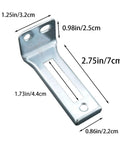 Close-up of silver carbon steel component with measurements labeled, part of 2 Pairs Silver Carbon Steel Double Folding Door Bottom Pivot Hardware.