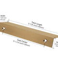 Diagram with dimensions of 10 Pack 5 Inch Champagne Bronze Cabinet Pulls Finger Pulls Brushed Bronze Edge Pulls for Kitchen Cabinets 128mm