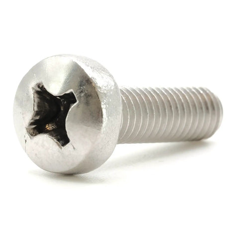 Toyota Rear License Plate Screws M6 1.0 By 20mm Stainless Steel Pack Of 4 For RAV4, Camry, Corolla, 4Runner, Highlander And More OEM Style Replacement Hardware, close-up of single screw.
