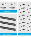 Modular Pegboard Strip Storage System With 3 Wall Mount Strips 16 Pegboard Hooks And 4 Double Hooks Heavy Duty Metal Slat Wall Organizer