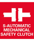 S-AUTOMATIC MECHANICAL SAFETY CLUTCH logo on red background indicating safety feature for tools.