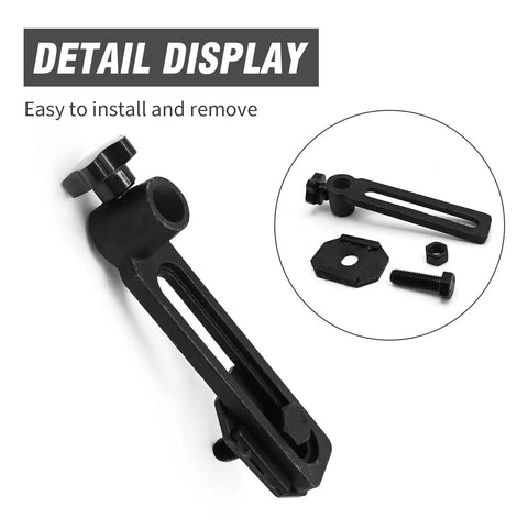 Detail display of cast iron lathe tool holder base with 25mm hole diameter for woodworking and turning projects, shown with components.
