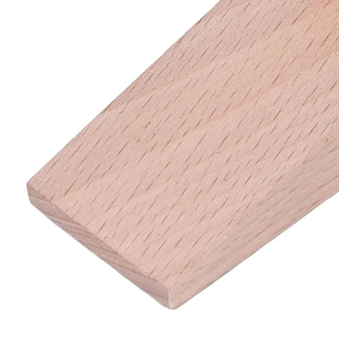 Close-up of beech wood from Four Pack Wooden Door Stops Anti Slip Nail Free For Doors In Living Room, Bedroom, And Bathroom Seams