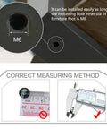 M6 Adjustable Leveling Feet 20 Pack With 15x6mm Base and 10mm Thread Length For Furniture Legs measuring process