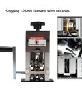 Manual Wire Stripping Machine With Fixed Steel Frame For Manual Electric Drill Powered Cranking Efficiently Strips Copper Aluminum Wires From 1 To 25mm Diameter Including Replacement Blades For Pro Results close-up view showing handle and blade feature.