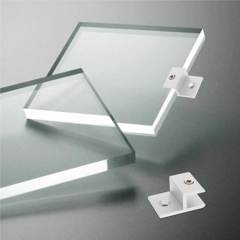 Heavy Duty H Type Fixing Clips Shelf Brackets For Wall Mounted Frameless Glass Shelves Waterproof And Heat Resistant 30 Pack
