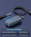 Hella Fast Eighty Gbps M Two Nvme Ssd Enclosure compatible with Thunderbolt Three and USB Four with accessories.